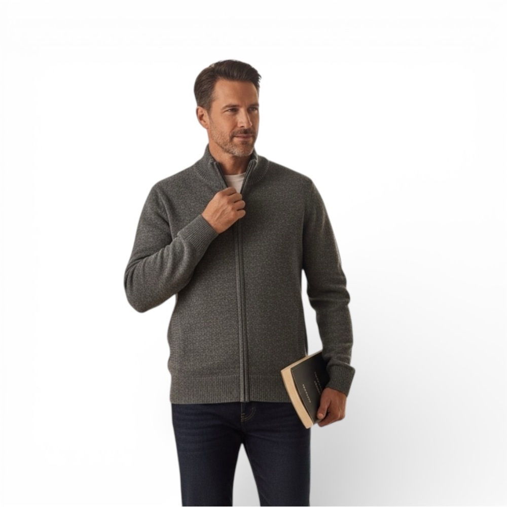 Banana Republic Pima Cotton Cashmere Full Zip Sweater Blue gray Size M